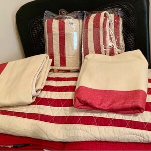Chaps Red and White Quilted Bedding Set